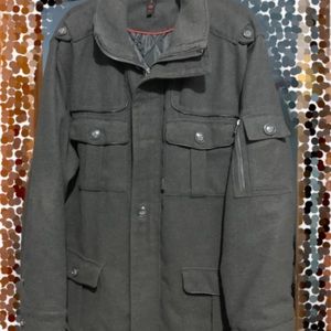 Military Wool Blend Quilted Jacket